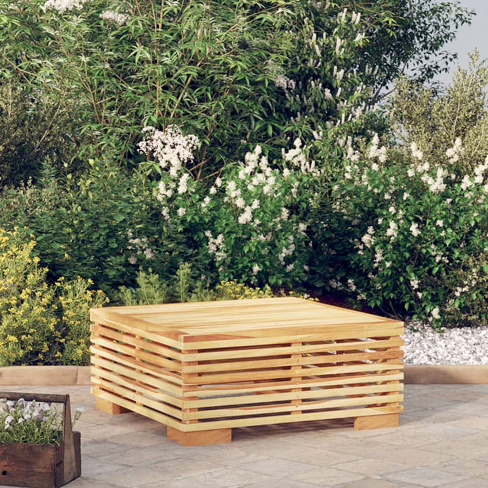 Homgoday Table basse de jardin 69,5 x 69,5 x 31 cm en bois massif teck, table d'appoint, table d'appoint pour salon, salle de réception d'invités, chambre à coucher et mobilier de bureau