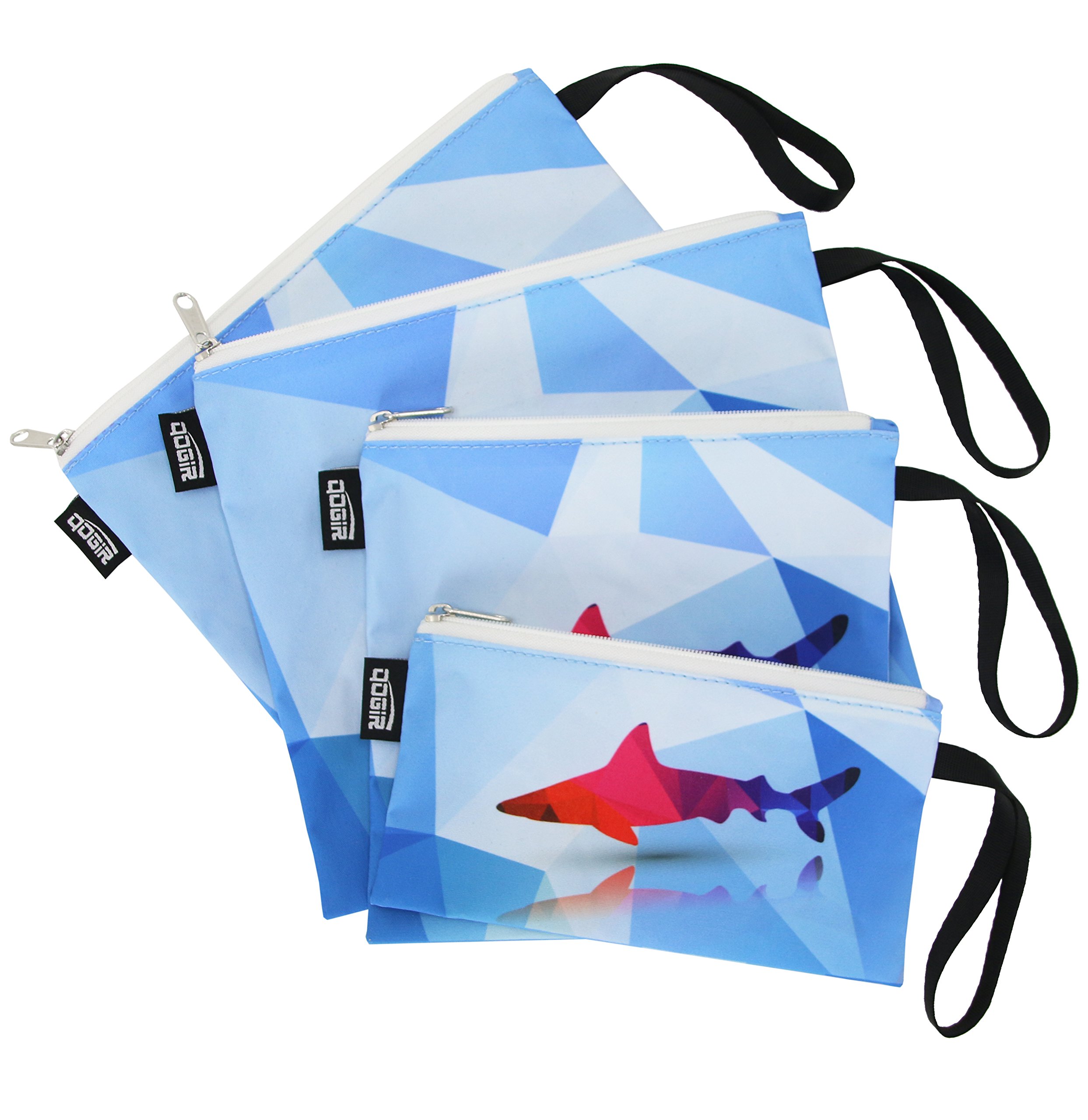 QOGiR Reusable Snack Bags Sandwich Lunch Bags with Handle(4 Pack) - Dishwasher Safe, BPA-free, Lead-free, Pvc-free (Shark)