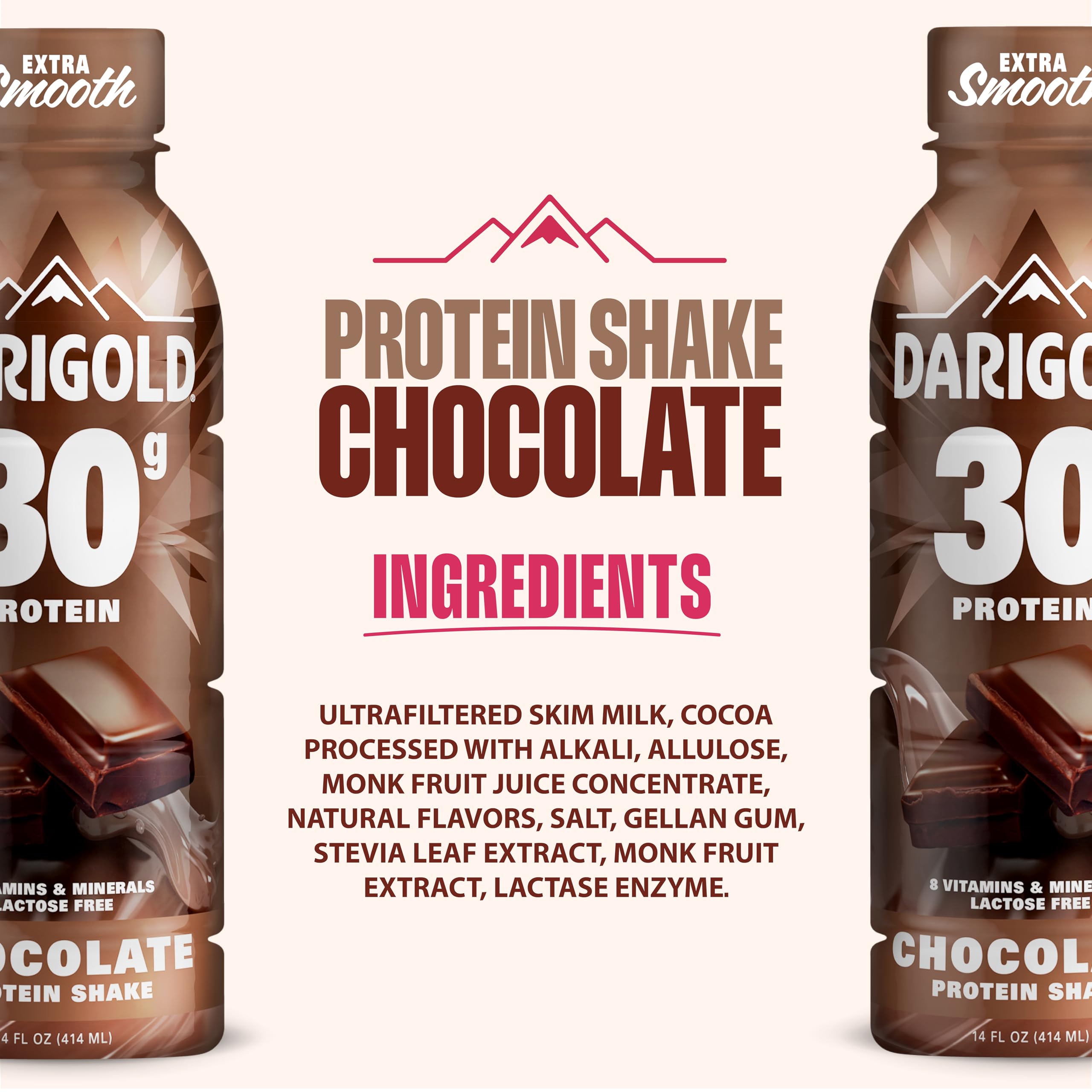 Darigold Ready to Drink Chocolate Protein Shake, 30g Protein, No Added Sugar, Lactose Free, Only 170 Calories, Electrolytes, Gluten Free - 14oz bottles 12 pack