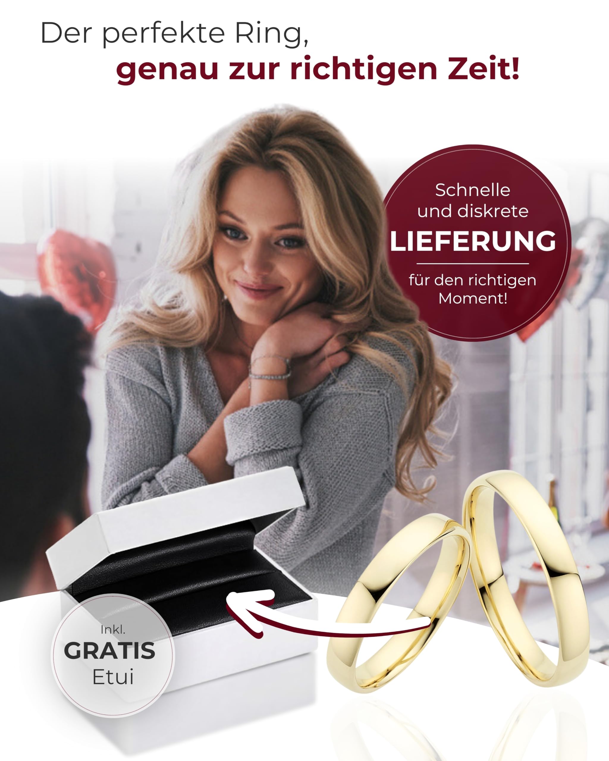 123traumringe Eheringe in 333 Gelbgold I Partnerringe mit Gravur & Etui I Gravierbare Eheringe mit Ringgröße 50-72 mm I Edle Verlobungsringe in 3 mm Breite & 1,3 mm Stärke I P21