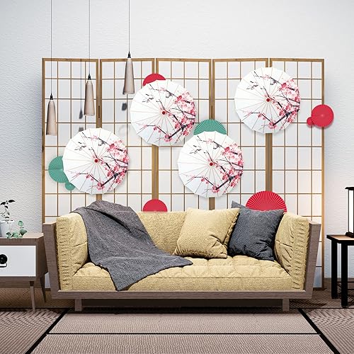 Miniatura 5 de Dunzy Paraguas chino de 27 x 19 pulgadas de papel aceitado paraguas chino clásico flor de ciruelo paraguas paraguas de papel sombrilla danza