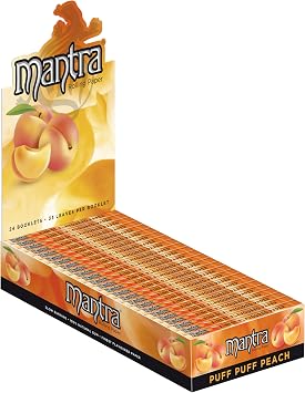 Mantra Flavored Rolling Papers Peach 1 1/4 78mm - Full Box of 24 Booklets