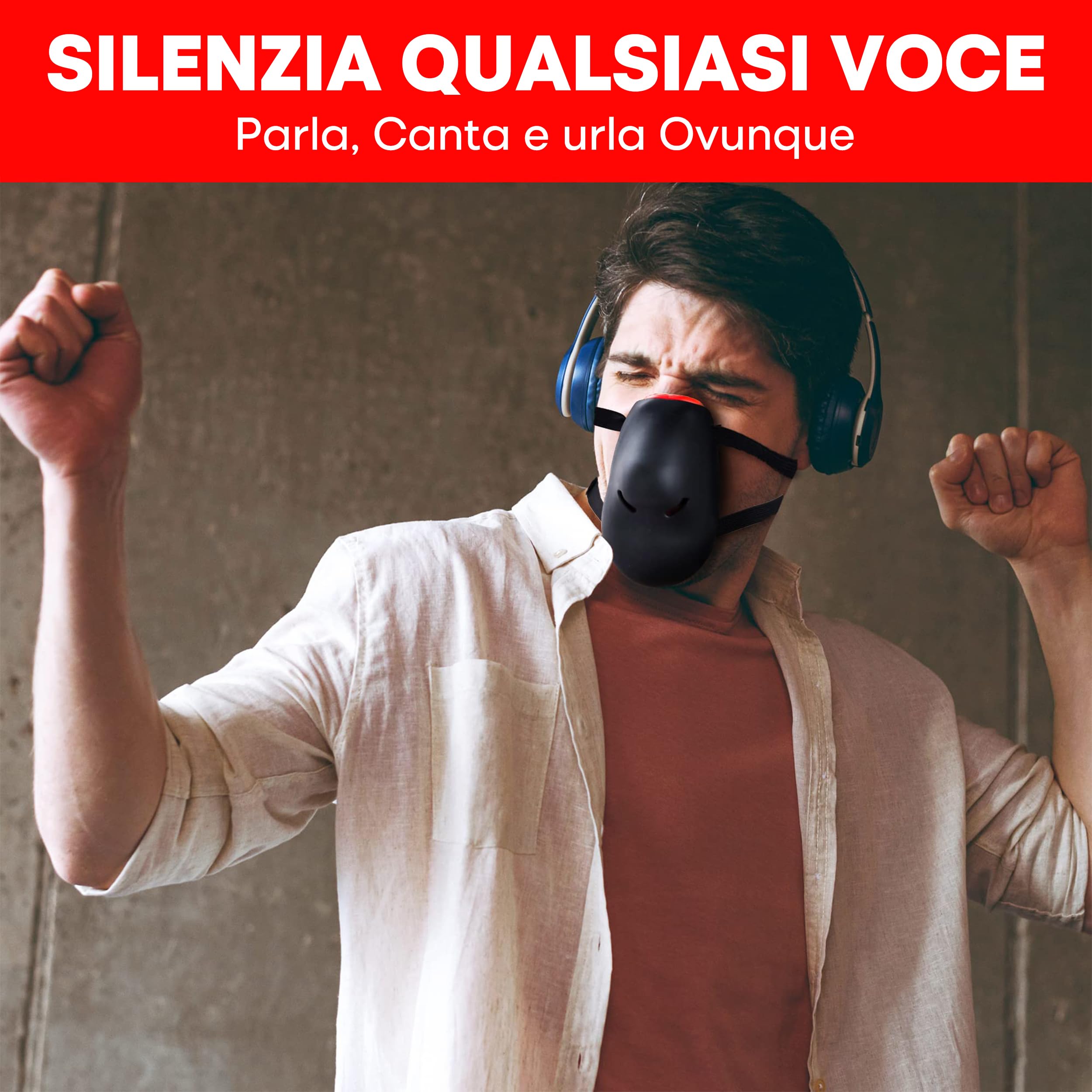 Tilcare Smorzatore Voce Maschera Insonorizzata per Cantanti Sollievo dallo Stress - Maschera per Urli per Riscaldamento Vocale, Sensoriale, Eliminazione del Rumore - Cinghie Regolabili Rimovibili