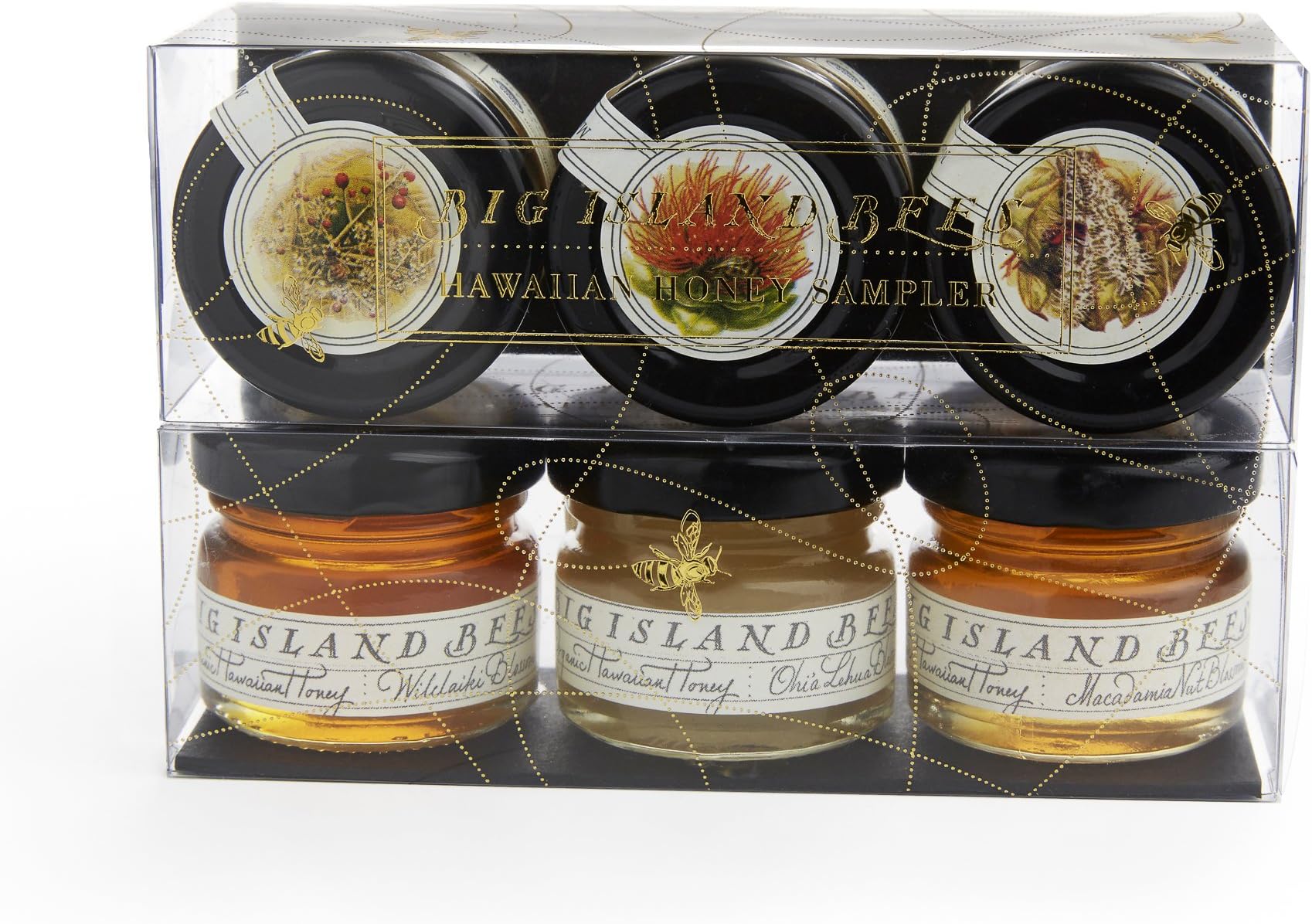 Mini Raw Honey Gift Set, Hawaiian Honey Sampler by Big Island Bees (1 oz each Glass Jar)