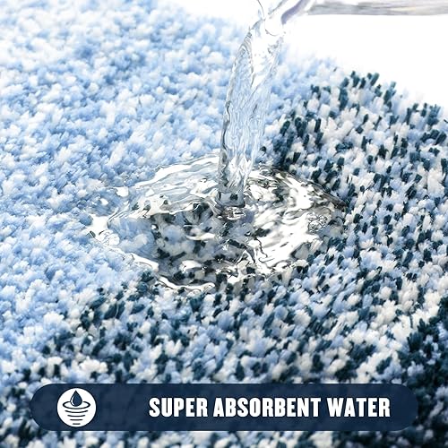 Miniatura 5 de MitoVilla Juego de 2 alfombras de pasillo de baño, alfombras de baño antideslizantes para baño, alfombras de baño gruesas y lavables de felpa,