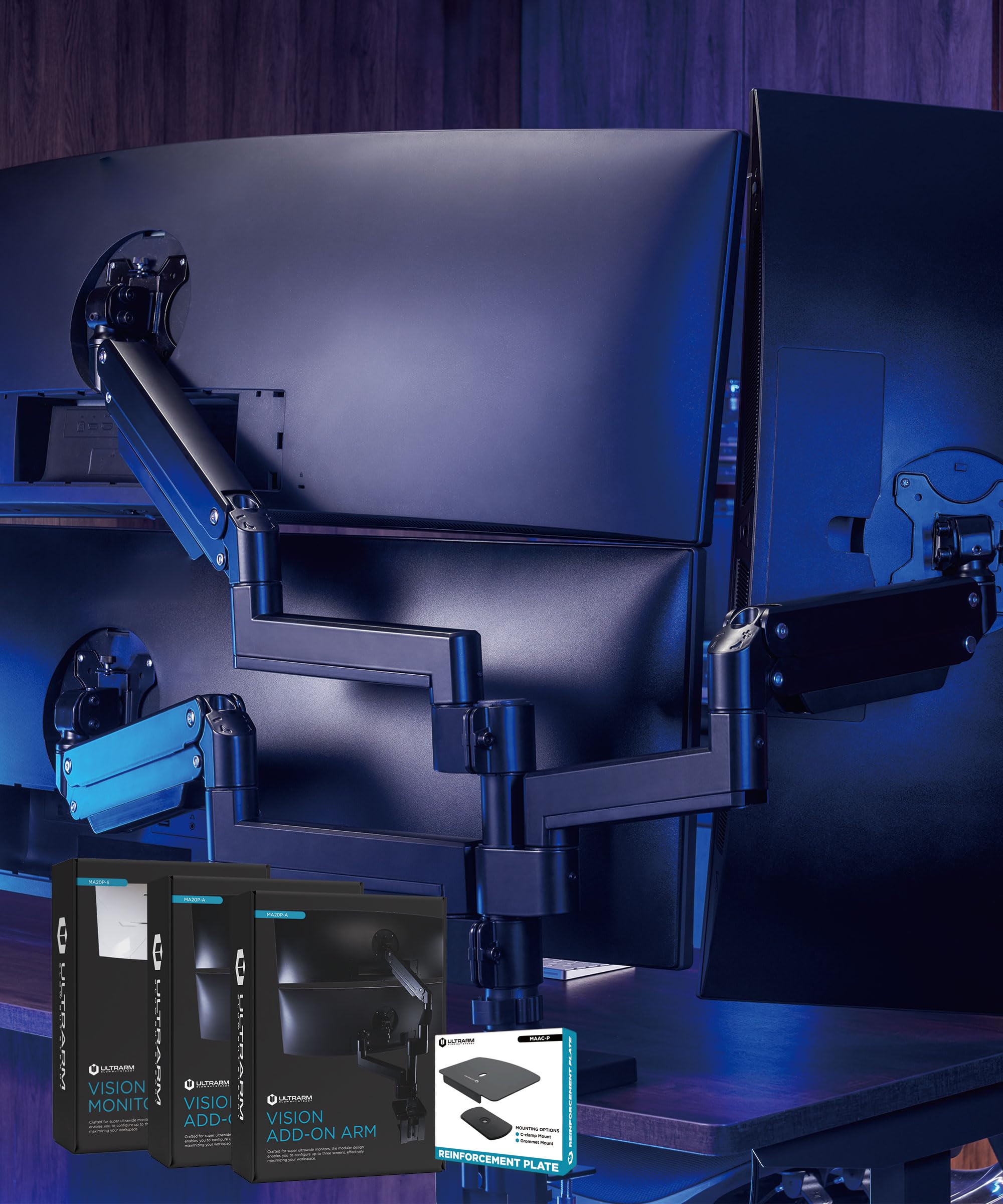 Amazon.com: ULTRARM Heavy Duty Triple Monitor Arm with Reinforcement ...