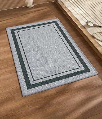 Miniatura 56 de chakme Juego de 2 alfombras de baño ultrafinas, absorbentes, antideslizantes, lavables a máquina, color beige oscuro, 17 x 24 pulgadas + tapete para