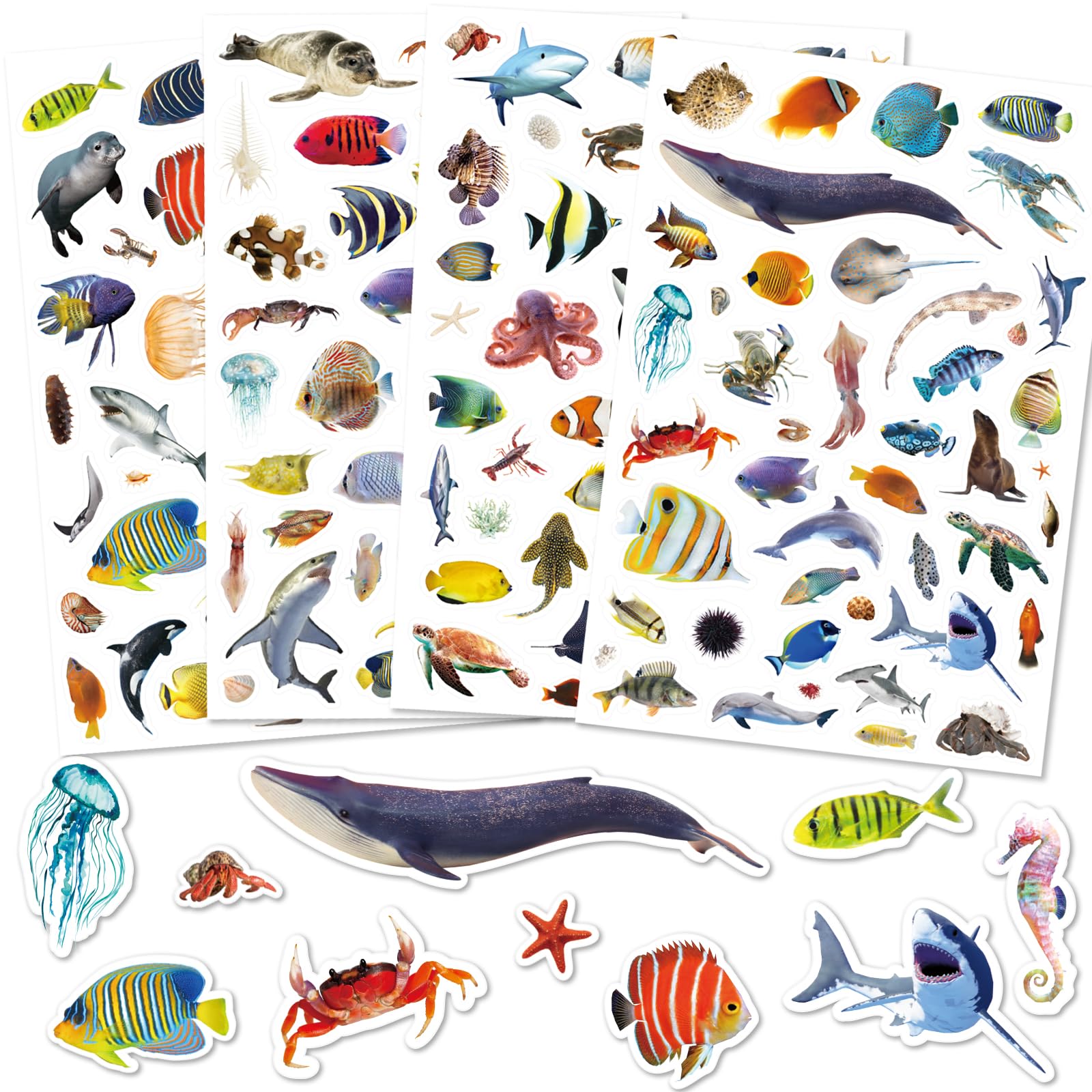 Findfunfine Ocean Animals Stickers 980+ Decals Ocean Sea Animal Tropical Fish Shark Stickers Party Favors Gifts Decor For Scrapbook Calendar Planner Gift Wrap Decor