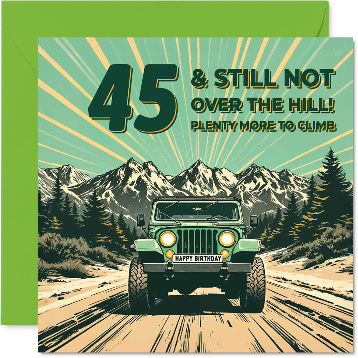 45th Birthday Cards for Men Women - Still Not Over The Hill - Happy Birthday Card for 45 Year Old Man Woman Husband Colleague Brother Nephew, 145mm Bday Greeting Cards