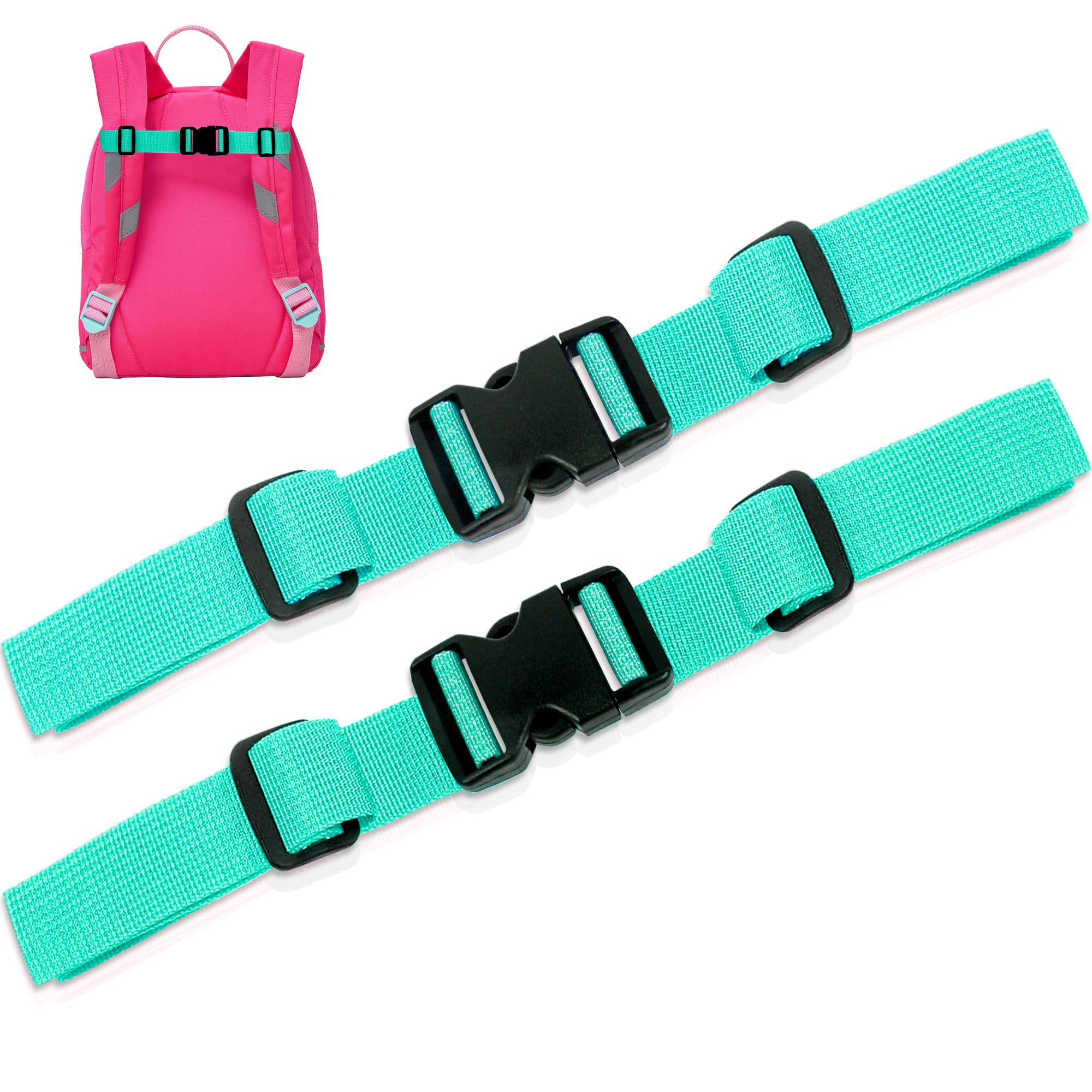 Moorle Verstellbarer Brustgurt Rucksack, 2 Stück Rucksackriemen Nylon mit Schnellverschluss, Rutschfester Gurtband Für Schultasche, Hellgrün Strapazierfähiger Brustgurt Für Joggen Wandern Außerhalb