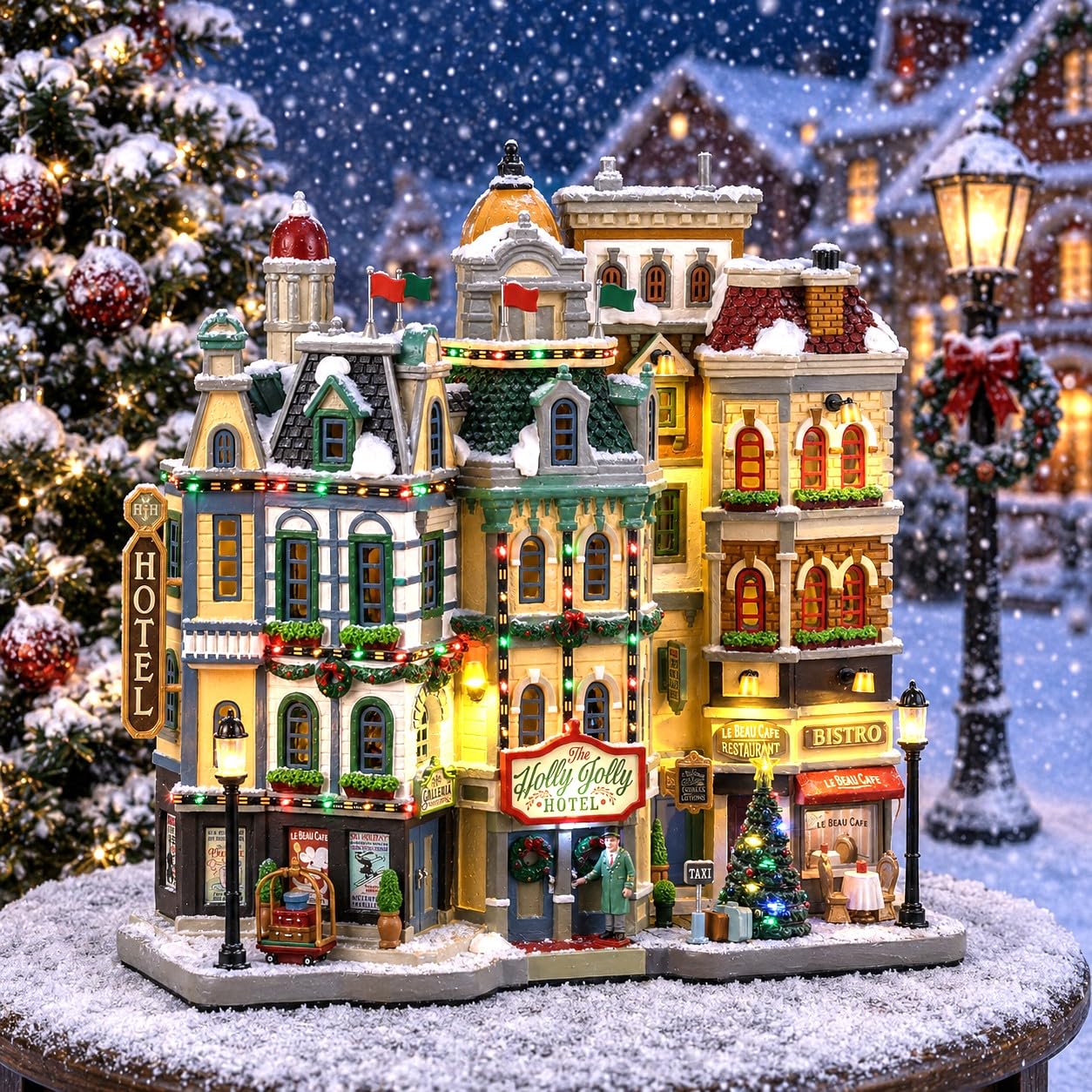 Lemax 35028 Village de Noël The Holly Jolly Hôtel à Piles LED
