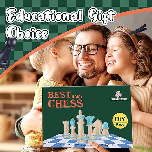 Miniatura 2 de Juego de tablero de ajedrez ultrafino de 0.0 in para niños, juego de ajedrez plegable con piezas entrelazadas y ranuras de almacenamiento, juego de