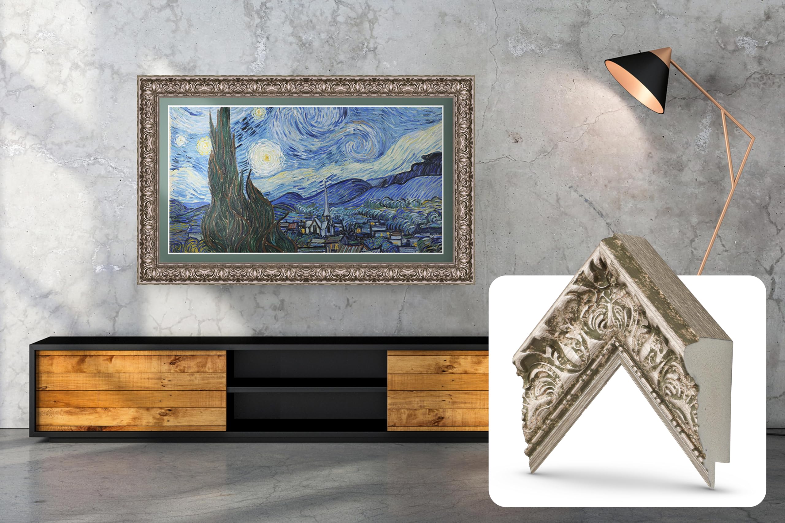 Frame My TVDeco s - Tuscan Silver Smart Compatible ONLY with Samsung The (3" Color Chip)