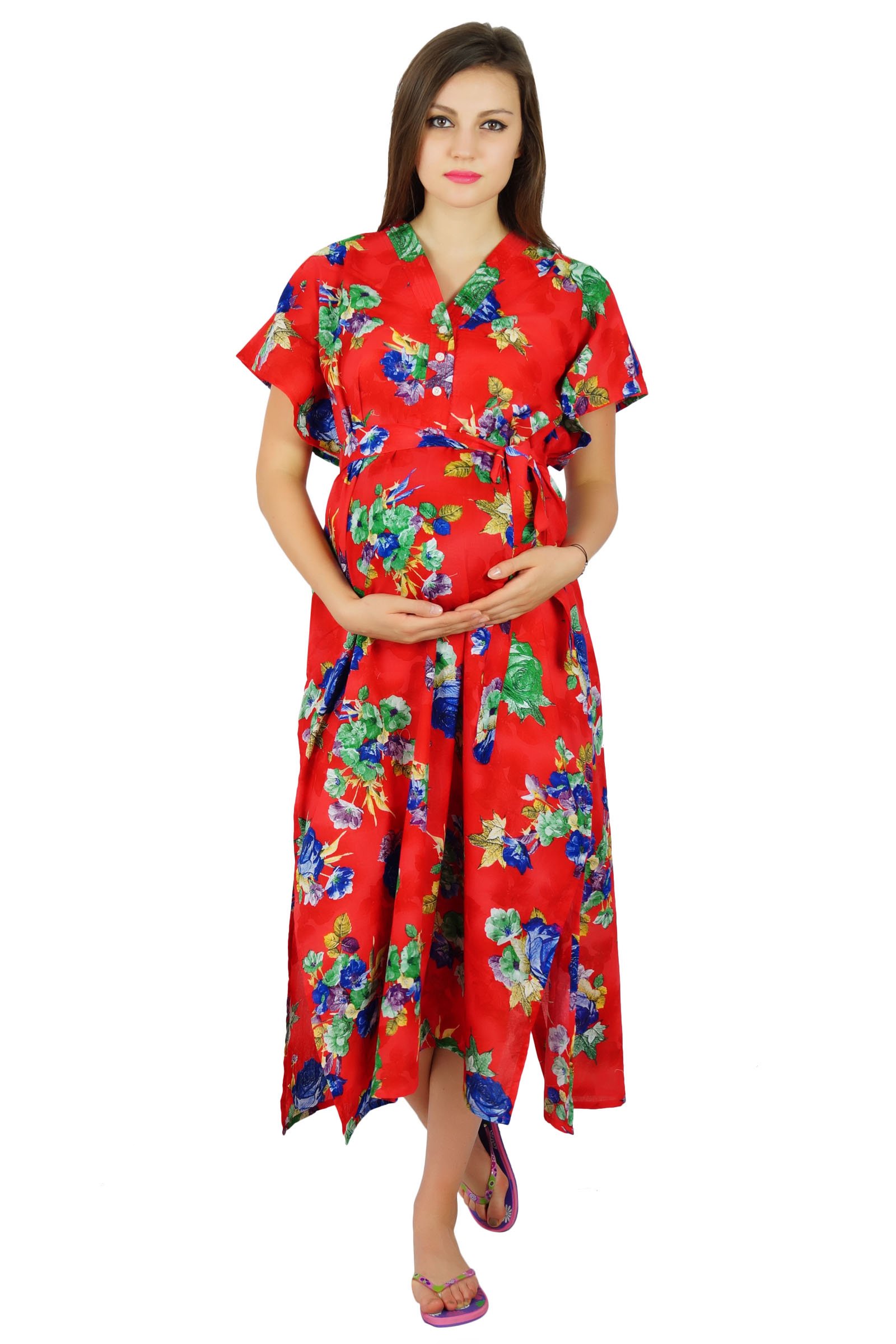 Bimba Maternity Delivery Gown Nursing Nacht tragen Front & Back Buttons Geschenk