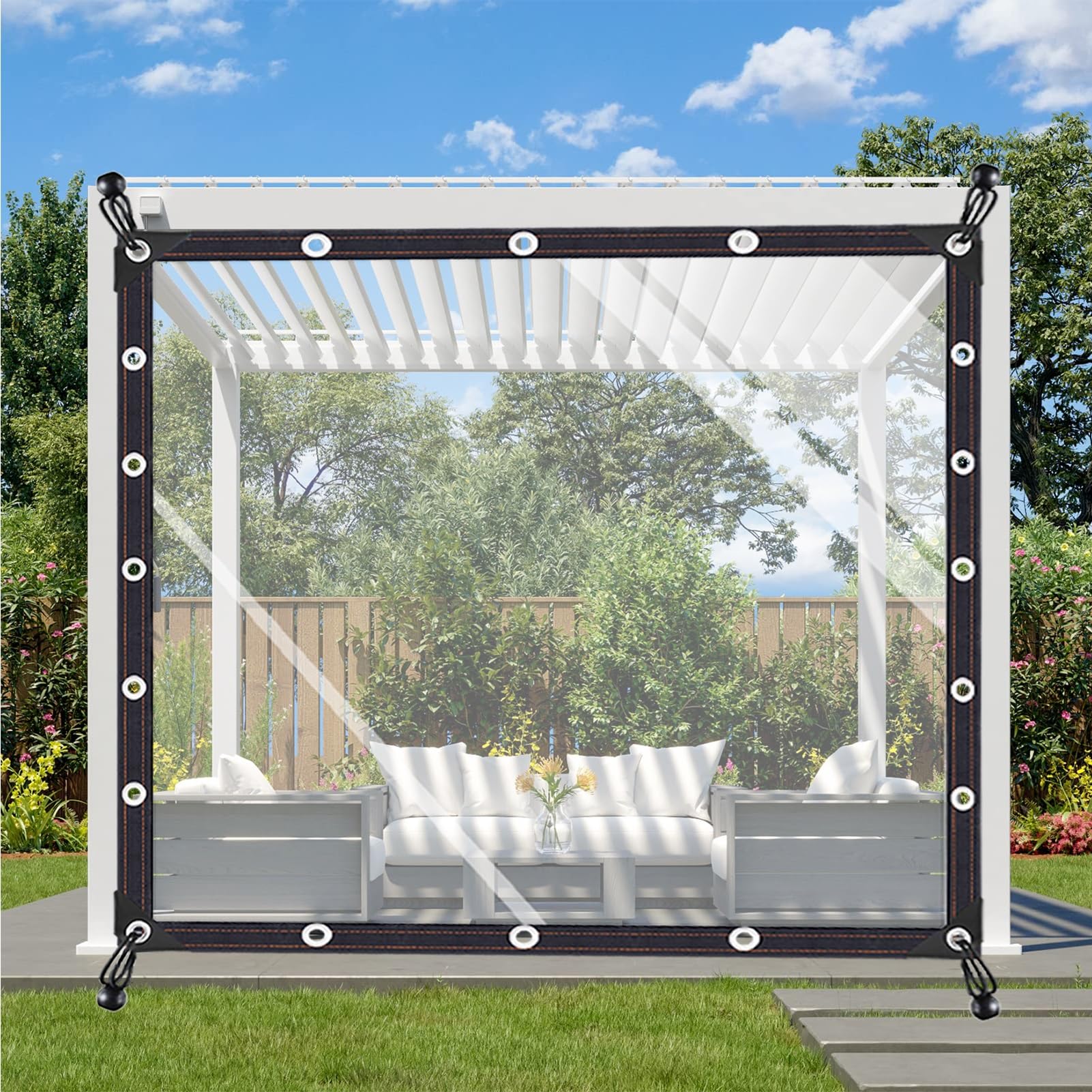Ghply Clear Tarp Cover Heavy Duty Transparent Plastic Tarpaulin Rain Tarp With Grommets Outdoor Curtains Greenhouse Balcony Patio Plant Cover(1X1.5m(3.28X4.92ft))