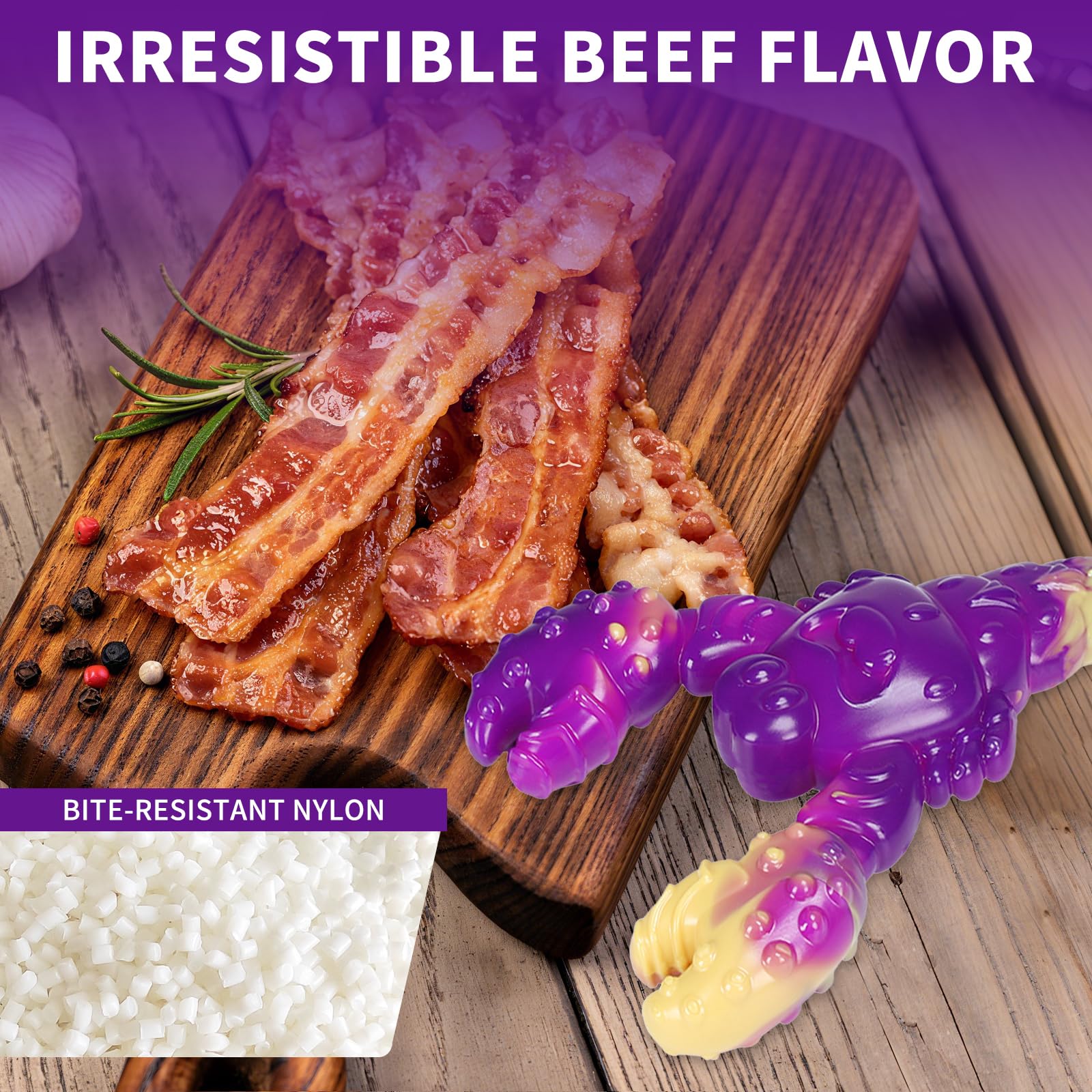 Mapneng Indestructible Dog Toys for Aggressive Chewers Durable Nylon Chew Toys with Beef Flavour - Image 4