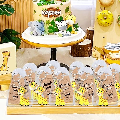Miniatura 4 de El paquete de 60 recuerdos de fiesta de jirafa incluye 20 llaveros de jirafa, 20 etiquetas de agradecimiento, 20 bolsas de regalo para fiesta de
