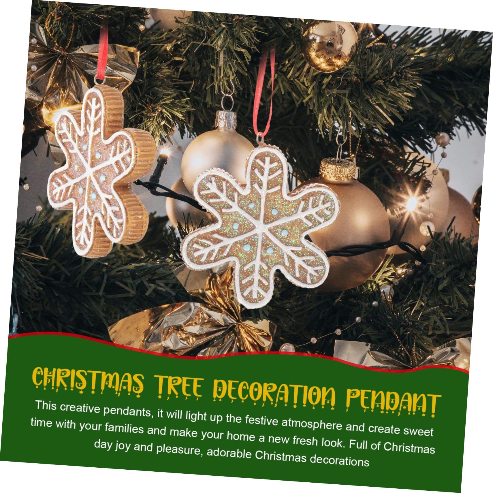 ABOOFAN Schneeflocken Aufhänger 5st Christbaumschmuck Dekoration Weihnachtsbaum Hängende Schneeflocken-weihnachtsdekoration Weihnachtsbaum-Lebkuchen Lebkuchenmann Festival-anhänger Harz