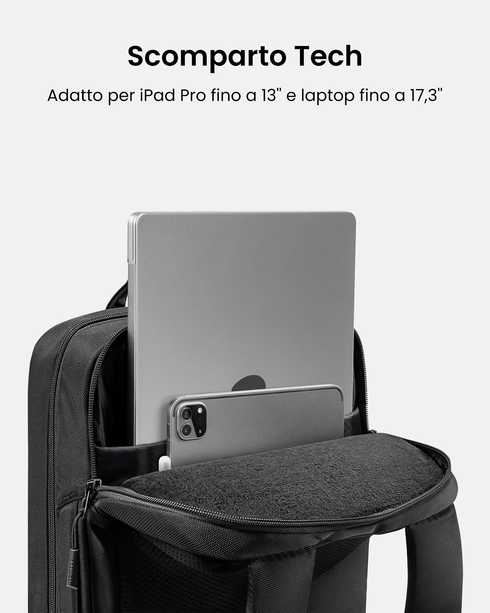 tomtoc Zaino Compatto per Computer da 15,6-17,3 Pollici, Zaino da 24L per Tutti i Giorni, Zaino Professionale, Borsa da Lavoro con Passaggio Cavi, per Lavoro, Spostamenti