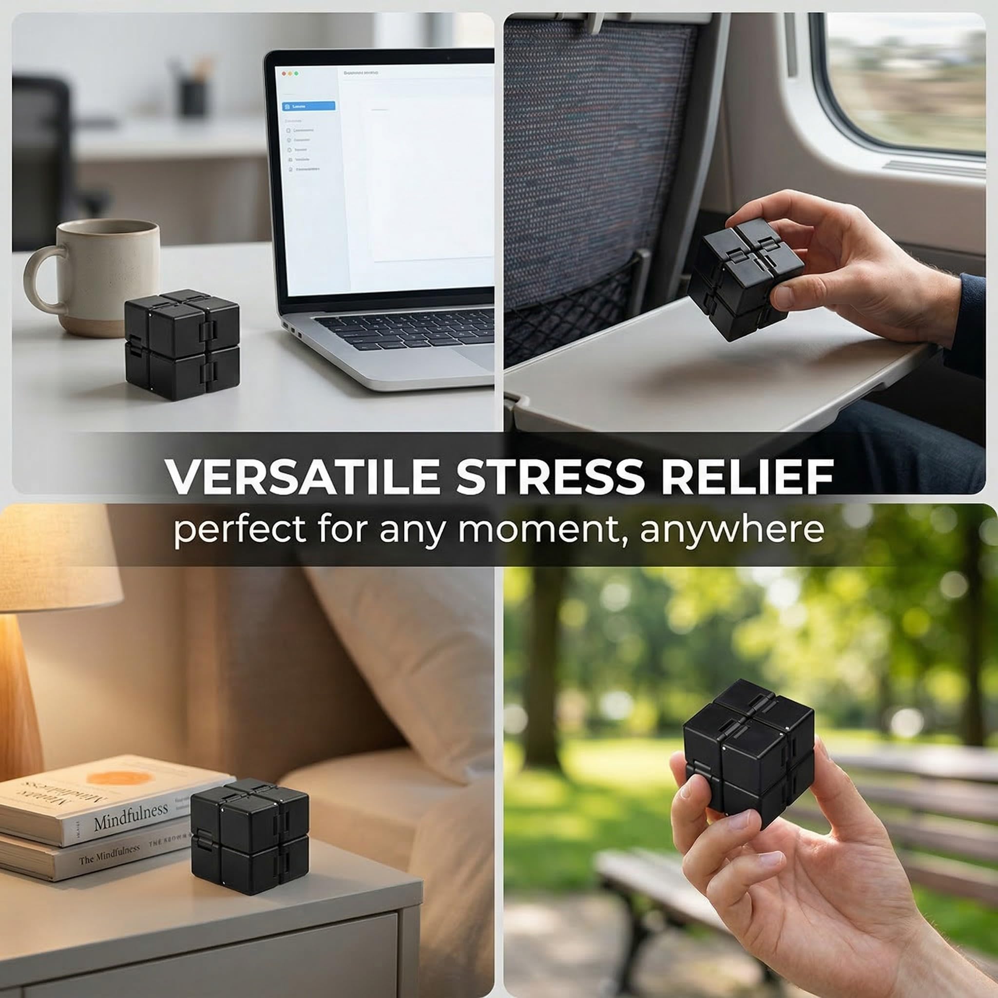 Infinity Cube Fidget Toy, Unendlicher Würfel Gadgets Technik Spielzeug, Magic Flip Würfel Dekompression Zum Stressabbau, 8X4X2Cm (Schwarz)