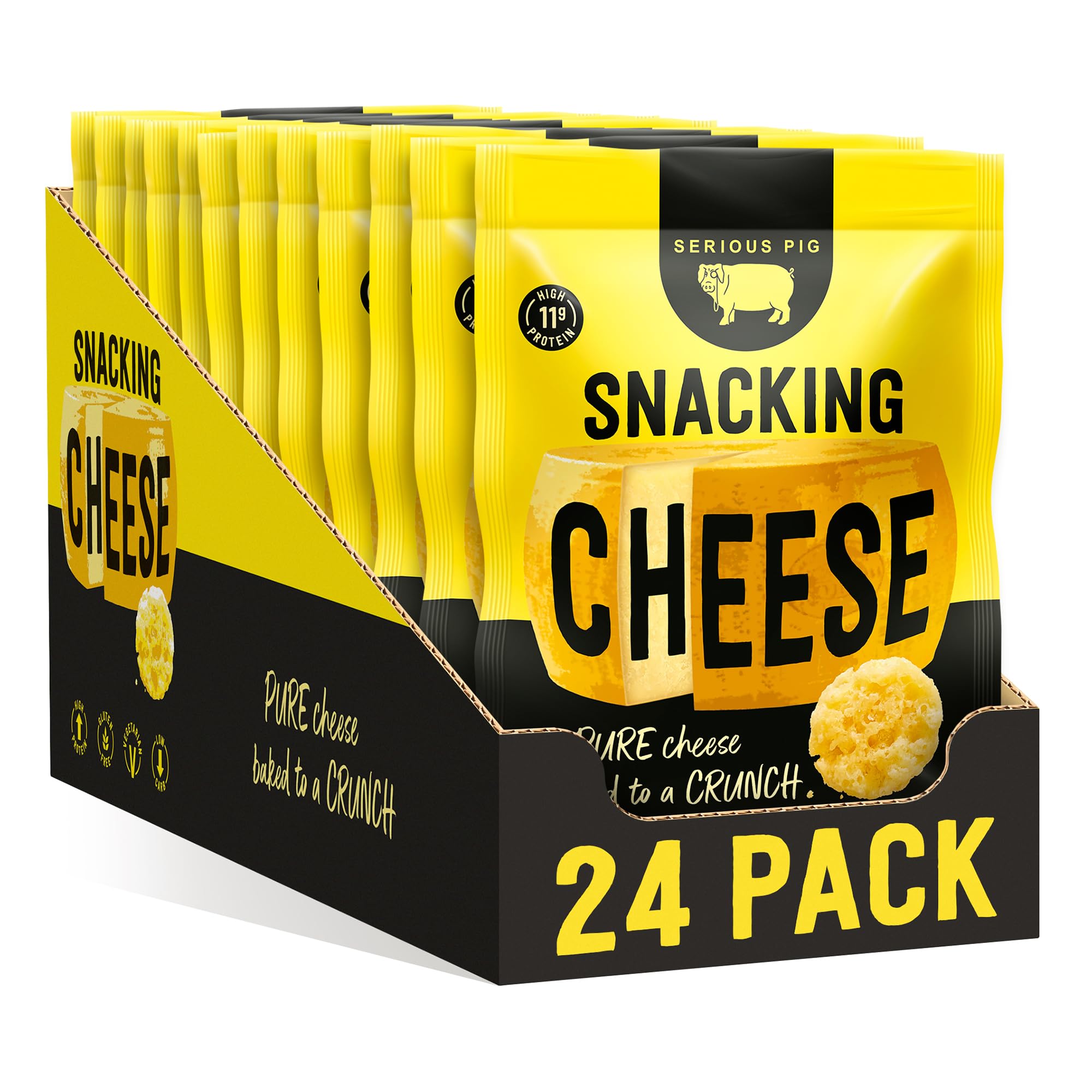 Serious Pig Snacking Cheese - Pure Cheese Crisps High Protein Zero Carb (24 x 24g)