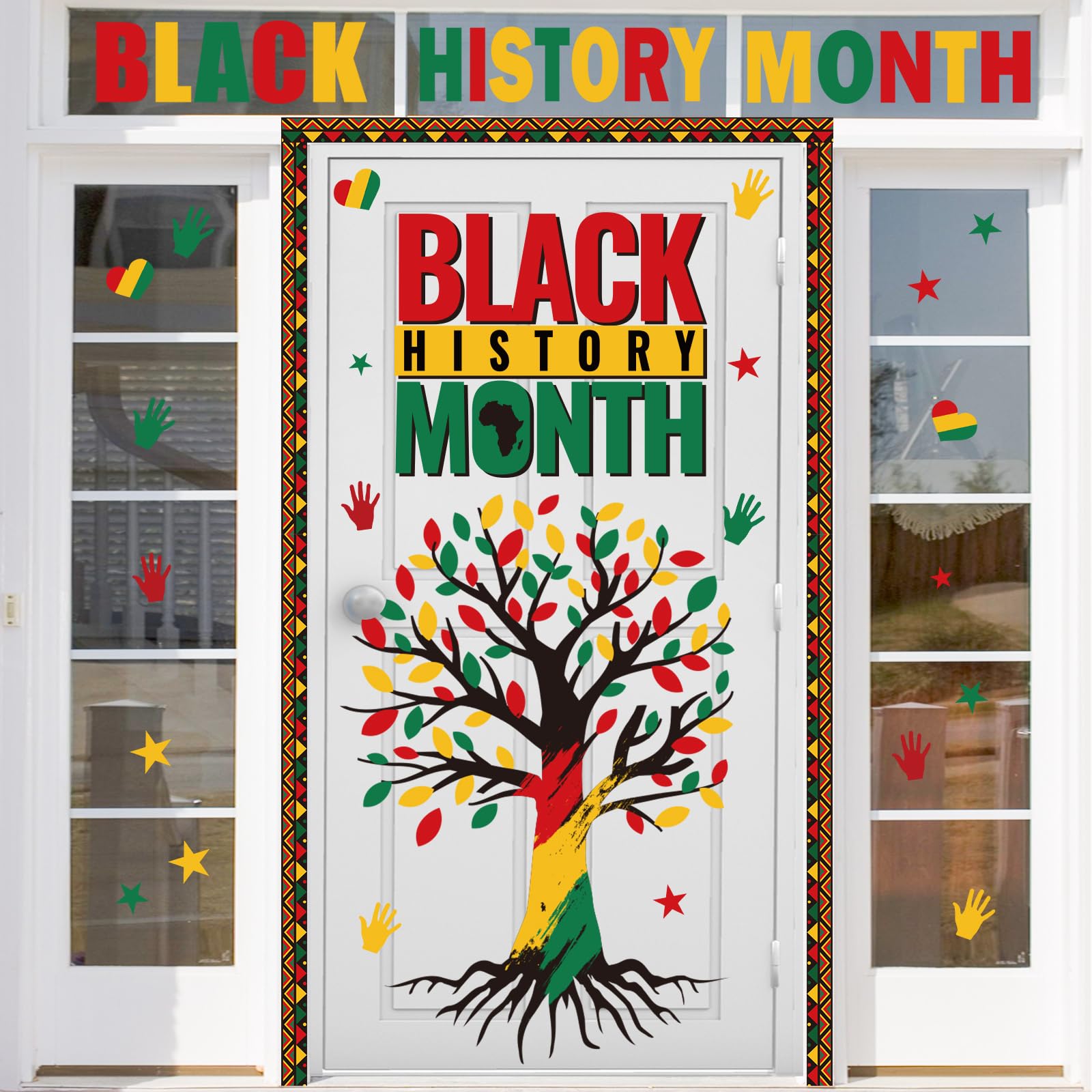 Cinrobiye Juneteenth & Black History Month Window Door Clings Stickers African American Wall Decoration Kit for School Classroom Bulletin Board BHM Festival Event Porch & Garage Party Supplies — image 1