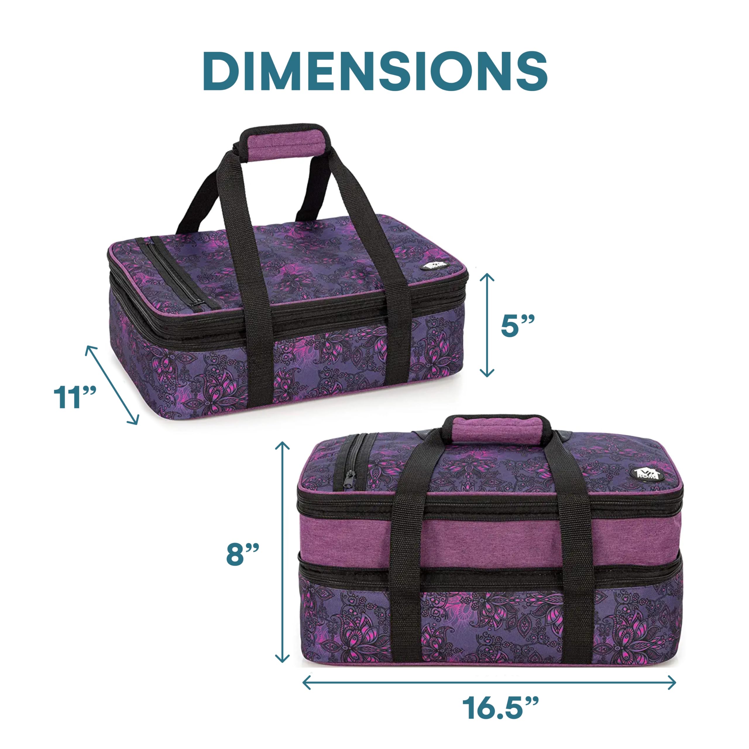 VP Home Sac de transport isotherme double cocotte (tatouage au henné) pour voyage, fête d'anniversaire, fête des mères, épicerie, supermarché, pique-nique en plein air, etc.