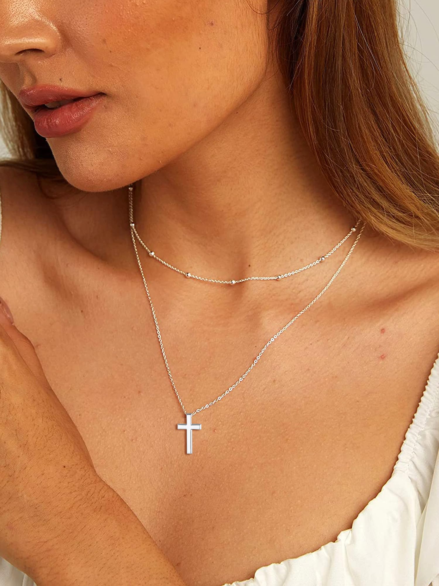 ChicSilver Collar Infinito Plata de Ley 925 Mujer Colgante Cruz Amor Eterno Símbolo Infinito Joyería Delicada Madre Pareja