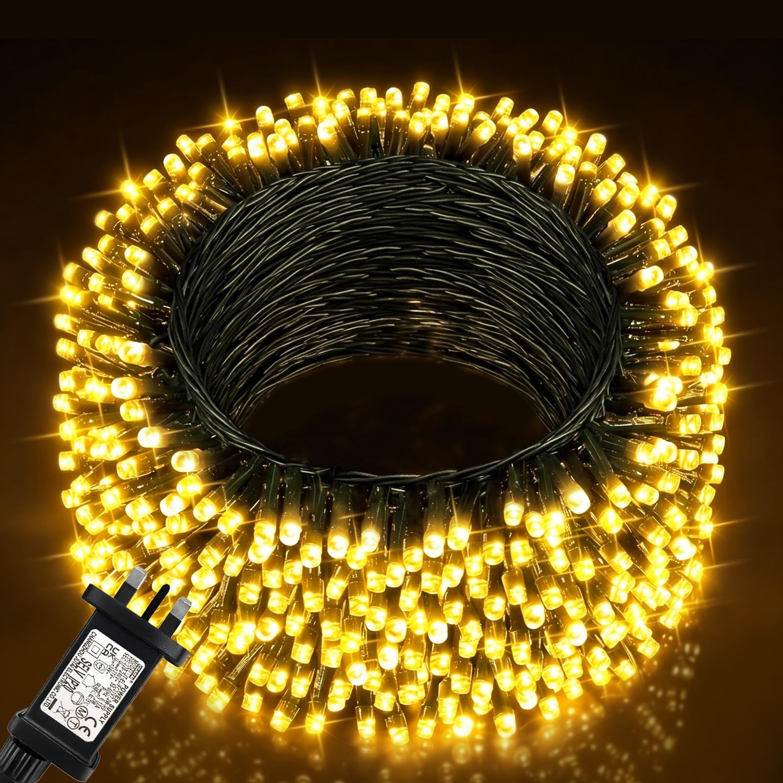 Meision Fairy Lights Plug in 30m/99ft 100LED, Garden Lights with 8 Modes, Timer, Memory Function, Christmas String Lights Mains Powered for Indoor, Outdoor, Festival Decor, Warm White