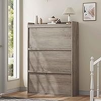 Vista 1 de GarveeHome Zapatero con 3 cajones abatibles, organizador de zapatos de madera con estante ajustable, almacenamiento de zapatos para entrada, armario