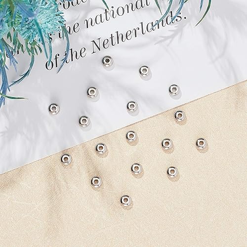 Miniatura 3 de UNICRAFTALE 100 cuentas de metal Rondelle de 0.079 pulgadas (0.079 in), cuentas espaciadoras de acero inoxidable de 0.236 in de diámetro, cuentas de