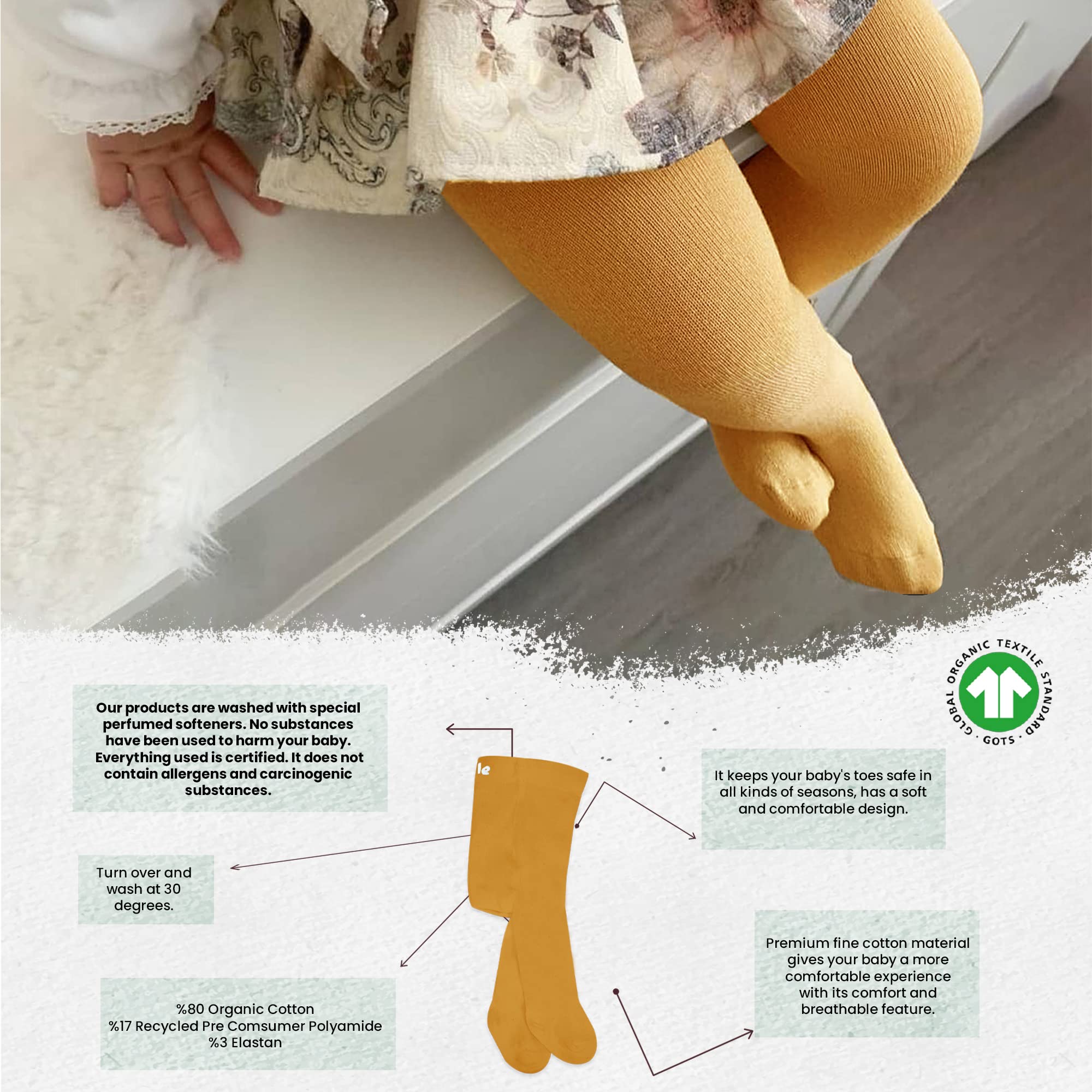 bistyle Baby Girls Tights Thick Leggings Soft | Warm Organic Cotton Stockings Pantyhose | Newborn Infant Toddler 1/3 Pack (US, Age, 0 Months, 6 Months, Brown/Light Brown/Mustard)