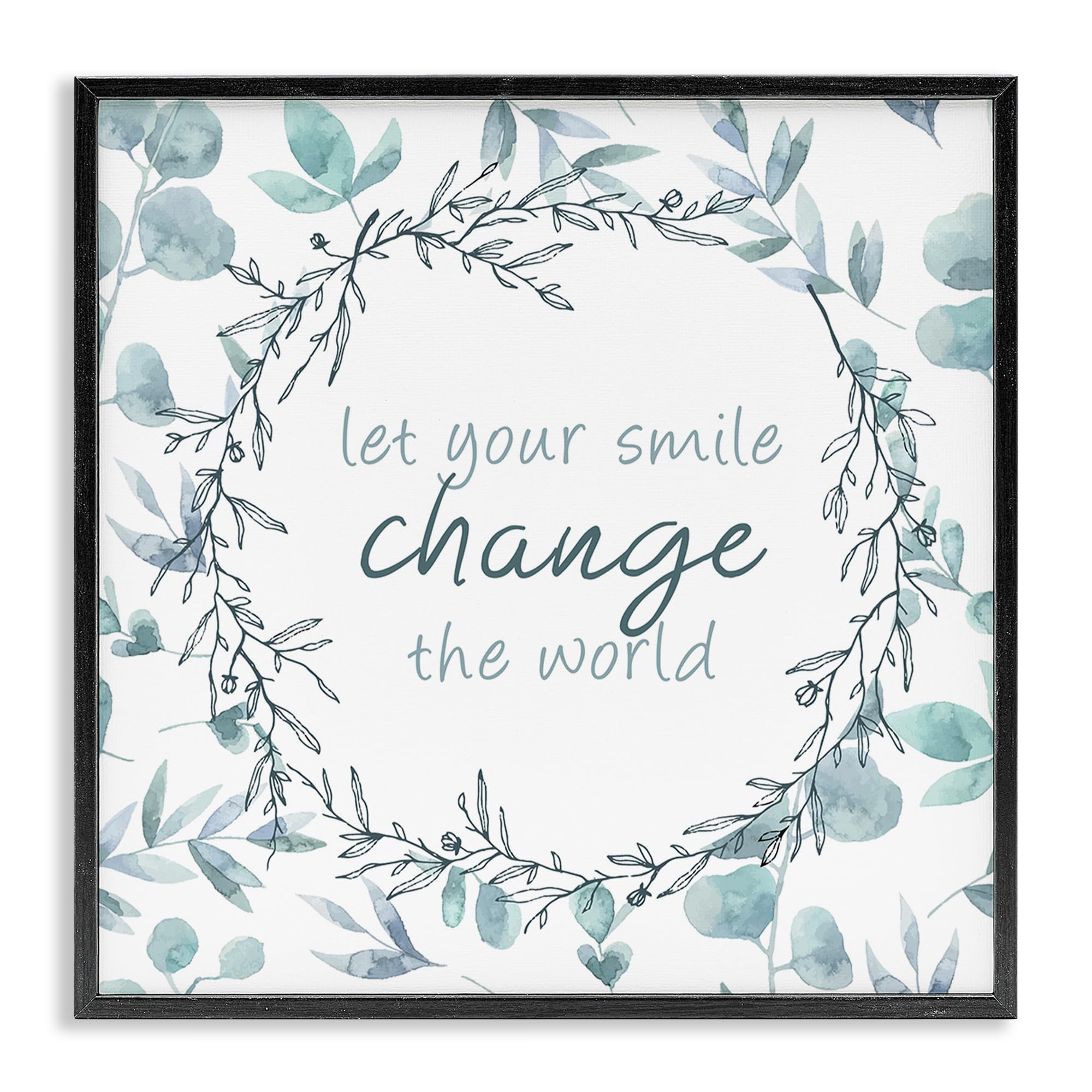 Stupell Industries Midnight Black (Textured) Inspirational Floral Quote, 24 X 24 Inch Framed Giclée Print