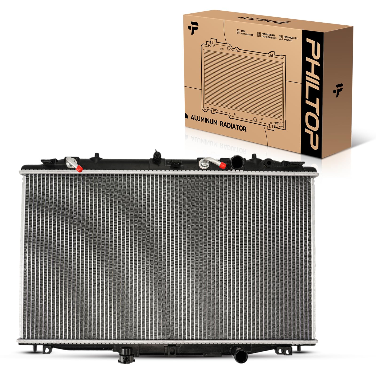 PHILTOP Automotive Replacement Engine Radiator for 2003-2007 Accord 2.4L(2005-2007 DENS Design ONLY) Transmission Oil Cooler Included