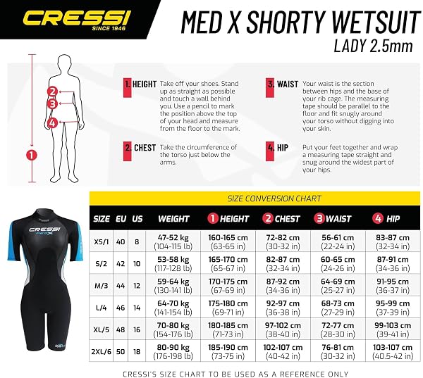 CRESSI Med X Lady Shorty Wetsuit 2.5mm - Muta Shorty in Neoprene Bifoderato 2.5 mm High Stretch Donna - 5