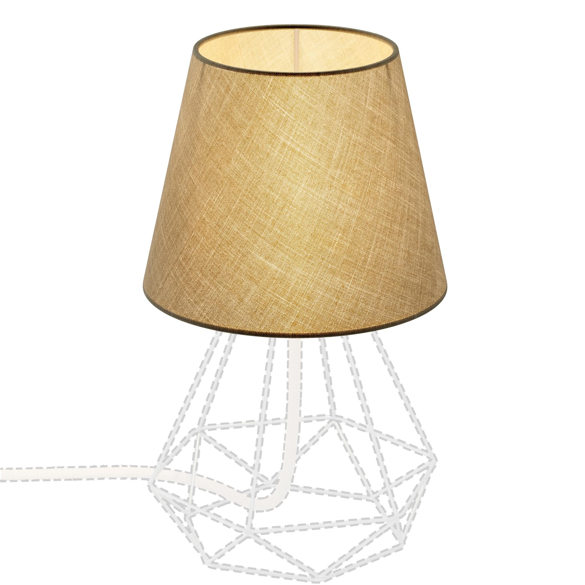 ledscom.de 2 piezas pantalla, lino, yute, cáñamo, textil, tela, beige-natural, 200mm Ø