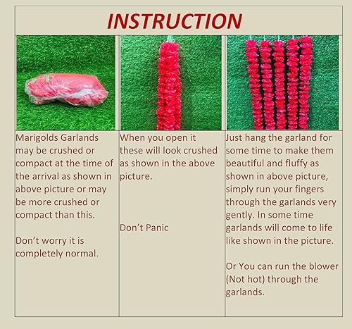 Miniatura 3 de Guirnalda de caléndula de 5 pies de 5 pies Decoración de manto de fiesta de boda indiaamericana, guirnaldas de imitación guirnalda de boda,