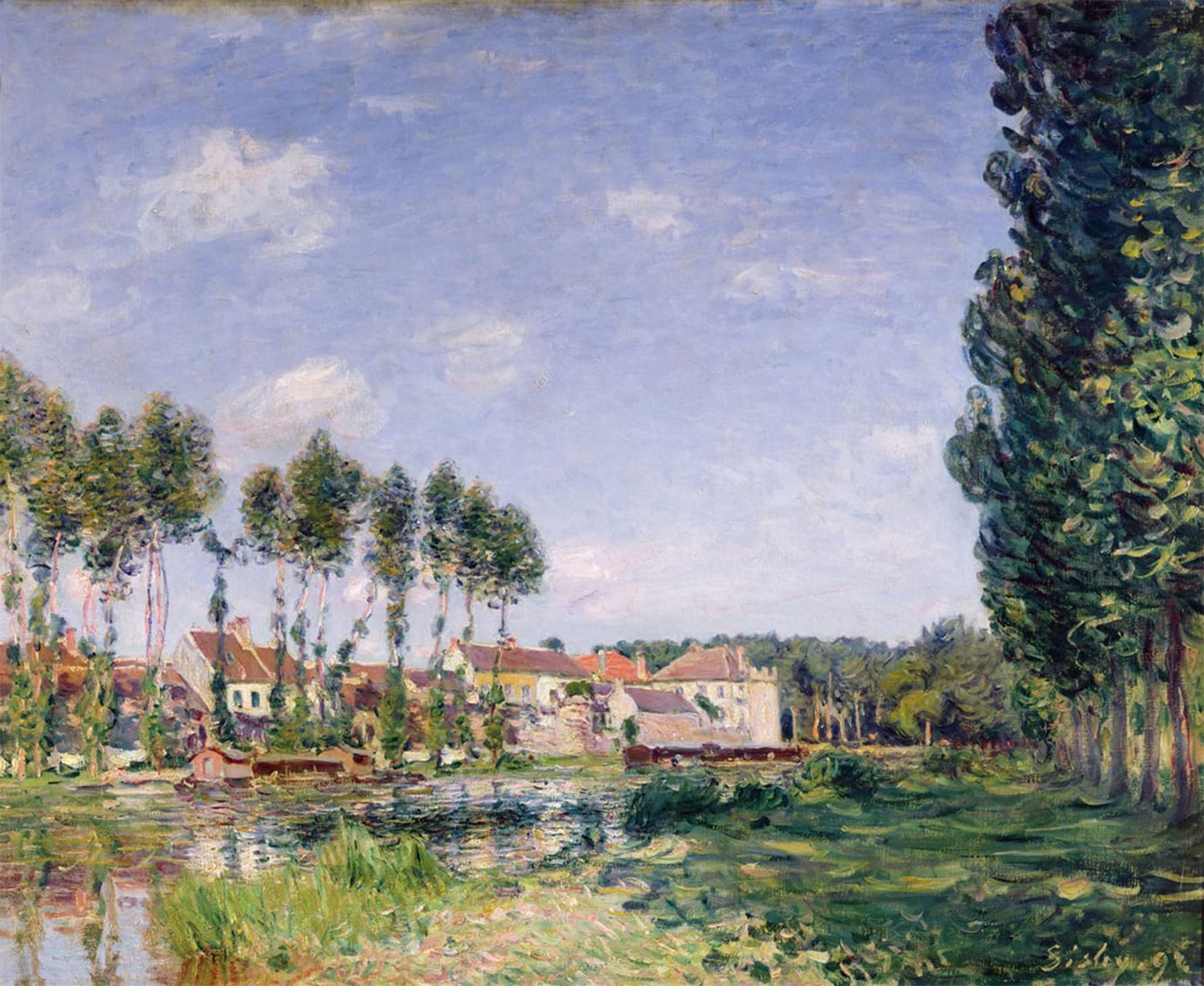 Serendipitp No Frame Vintage Picture Print On Canvas Wall Art Poster Banks Of The Loing Moret By Alfred Sisle Artwork Print Poster For Wall Decor 60X90cm