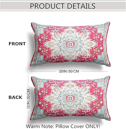 Miniatura 8 de Snycler Juego de 2 fundas de almohada bohemias de 24 x 24 pulgadas, fundas de almohada bohemias para sofá, azul marino, rojo, geométrico, floral,