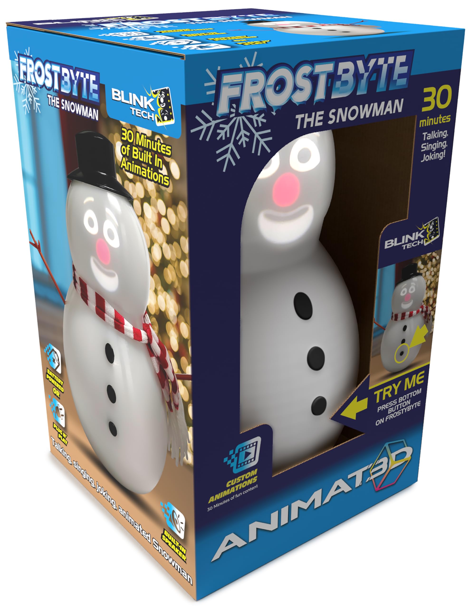 Photo 1 of FrostByte Talking Animated Snowman with Built in Projector & Speaker, Moving Mouth, Light Up Face, Plug & Play Christmas Holiday Decoration