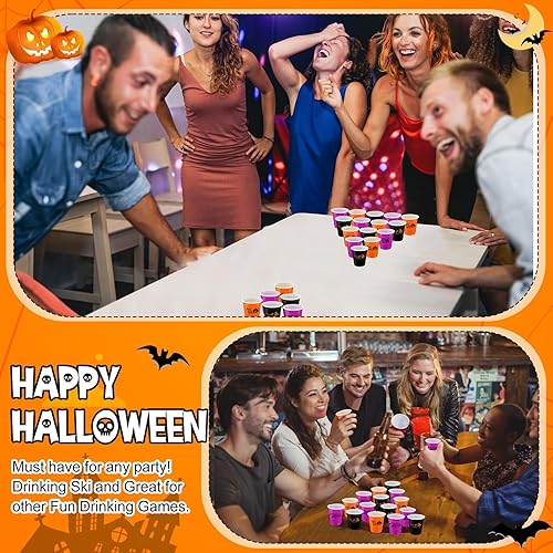 Miniatura 6 de Lounsweer 100 vasos de plástico para Halloween, vasos desechables de 2 onzas, mini vasos de fiesta de 2 onzas para despedida de soltera, cumpleaños,