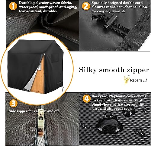 Miniatura 3 de Funda de casa de juegos, cubierta de plástico de madera para exteriores, 50 pulgadas de largo x 45 pulgadas de ancho x 55 pulgadas de alto,