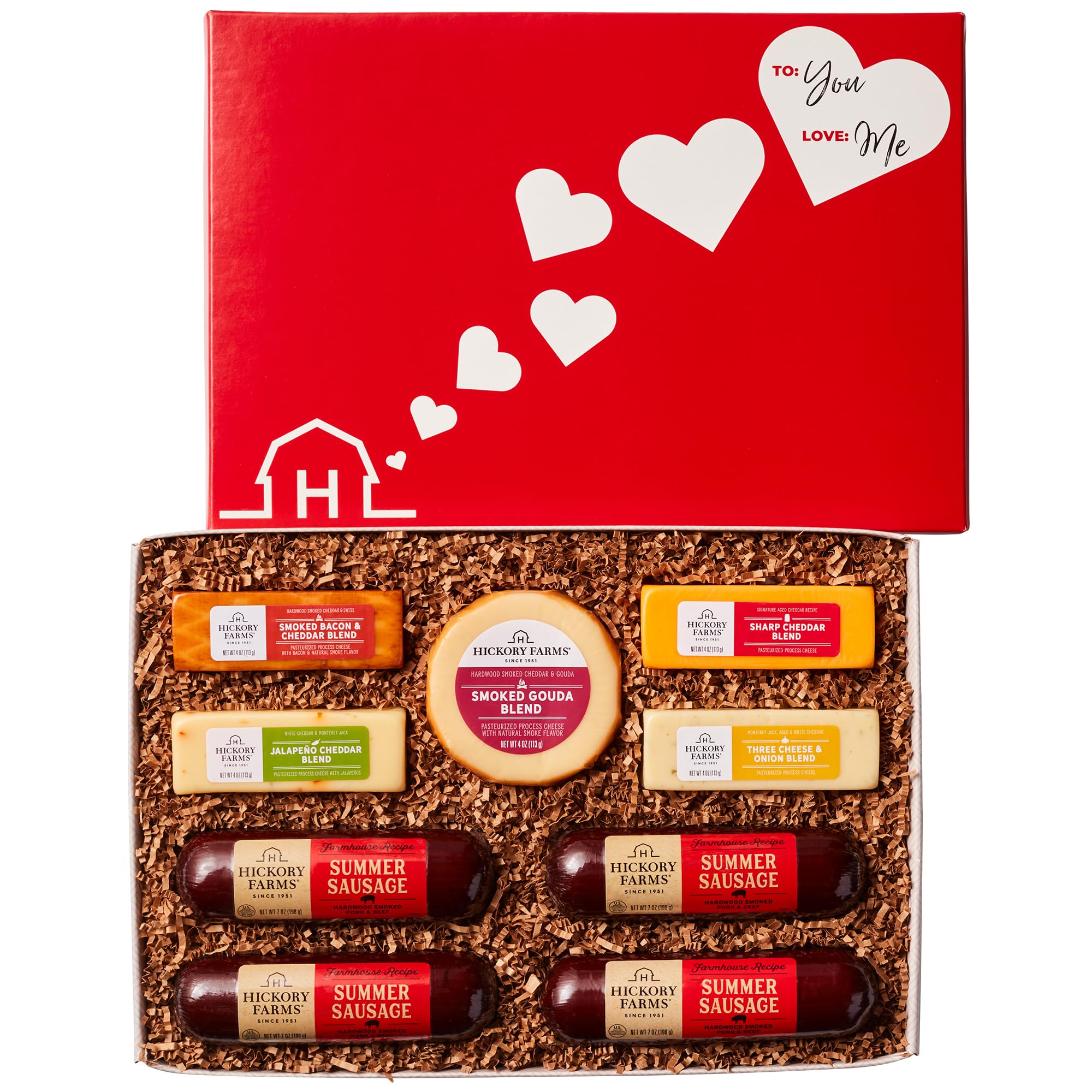 Hickory FarmsValentine’s Day Gift Basket - Farmhouse Meat and Cheese | Food Gift Box | Charcuterie Board Food | Sausage and Cheese | Father's Day | Mother's Day | Housewarming