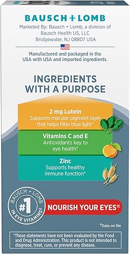 Miniatura 4 de Bausch + Lomb Ocuvite - Tabletas de suplemento vitamínico y mineral con luteína, botella de 120 unidades (paquete de 3)