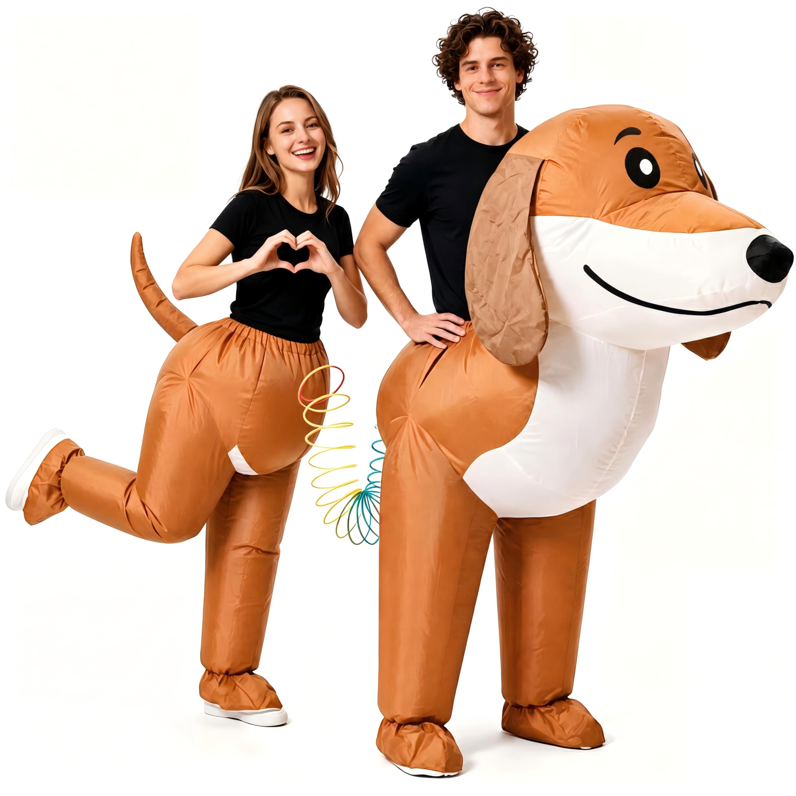 FIRRKEP Two-Person Couples Inflatable Dachshund Dog Costume for Adults