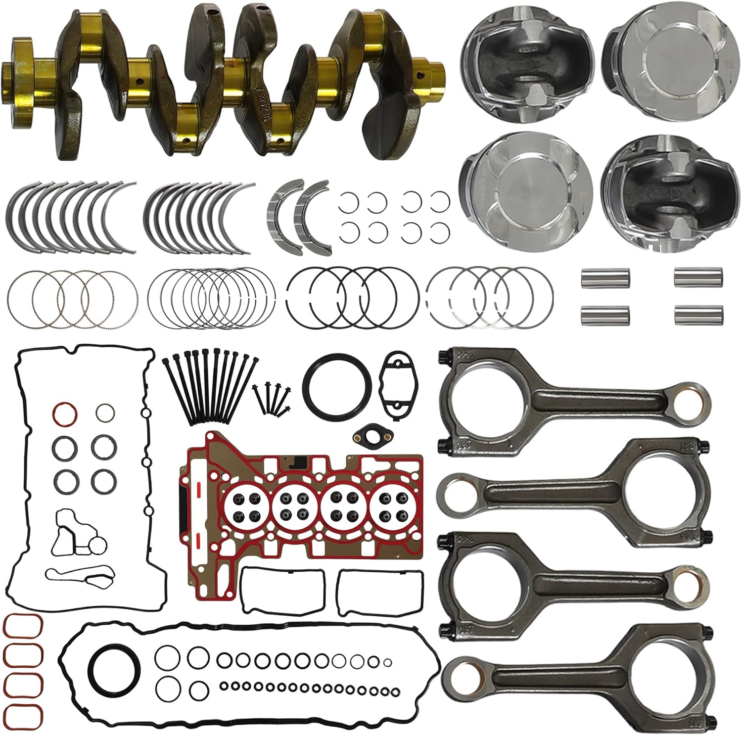 N20 Engine Rebuild Overhaul Kit w/Head Gasket Kit Crankshaft Piston Contecting Rods Bearing Set For BMW 220I 328I 528I Z4 2012-2016 228I 328D 428I 2014-2016 320I X1 X2 X3 X4 2.0L 2012-2018