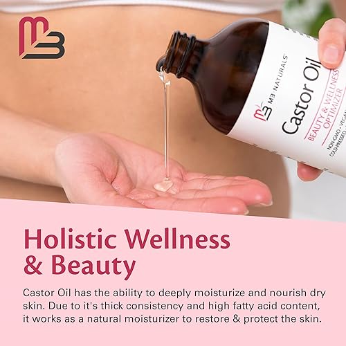 Miniatura 5 de Aceite de ricino 100% puro, 16.9 fl oz, aceite de ricino prensado en frío sin hexano en botella de vidrio para el cabello, la piel y la nutrición