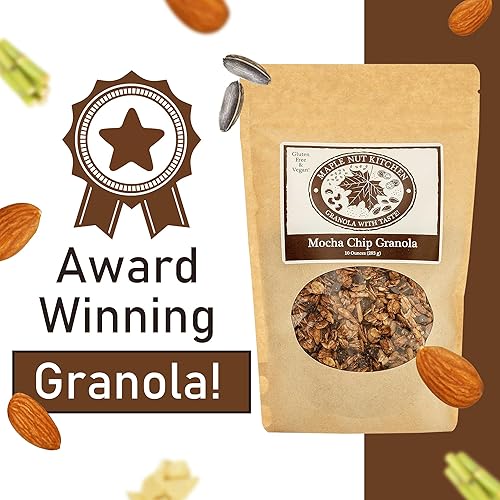 Miniatura 7 de Maple Nut Kitchen Granola de chispas de moca vegana y sin gluten - Sabor expreso, chispas de chocolate negro, granola artesanal saludable y