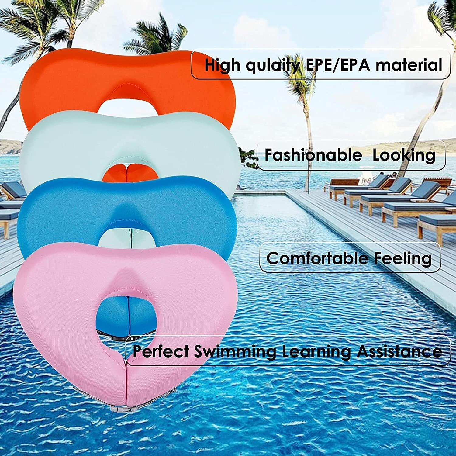 Flotador de piscina, anillo de natación portátil para el cuello para entrenamiento y ejercicios en el agua Collar de natación ecológico para aeróbicos acuáticos para adolescentes y adultos