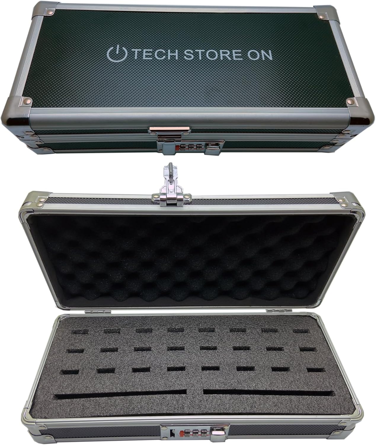 Flash USB Thumb Drive Holder Storage Organizer Case | Antistatic and Shockproof (aluminum, medium, holds 24 USB, 2 HDD slots)